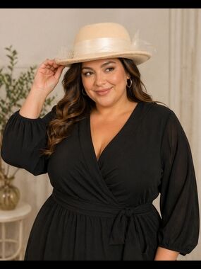 Deborah New York Cream Wool Hat w/ Veil Satin Ribbon Church Wedding Vintage